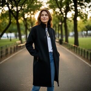 TRUTH by Republic Black Full Zip Long‎ Athleisure Knit Jacket XS NEW